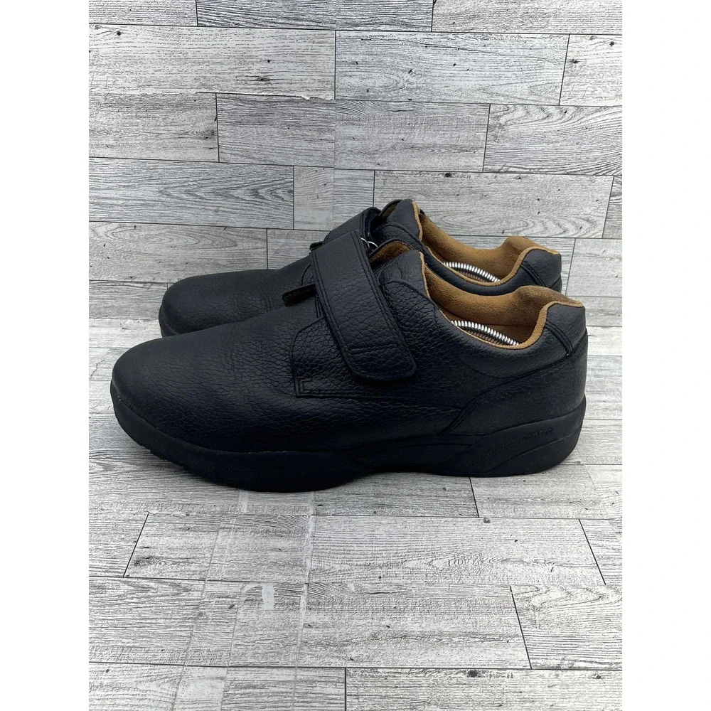 Dr. Comfort Shoes‎ Mens Size 12 Wide Black Leather Hook Loop Orthopedic Diabetic